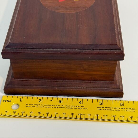 Walnut Rose Inlaid Wooden Trinket Box 9x6 - Picture 8 of 9